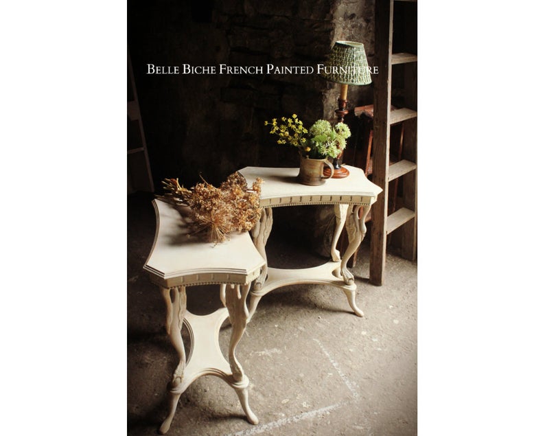 Ornate Weathered Oak Two Tier Side Tables