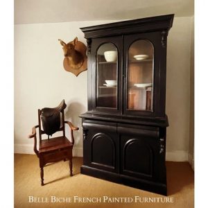 Parisian Noire Glazed Vitrine Bookcase Dresser
