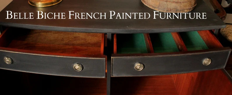 Elegant George III Style Parisian Noir Two Door Bow Fronted Sideboard Side Cabinet