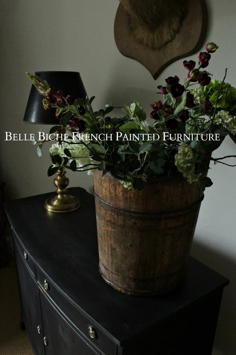 Elegant George III Style Parisian Noir Two Door Bow Fronted Sideboard Side Cabinet