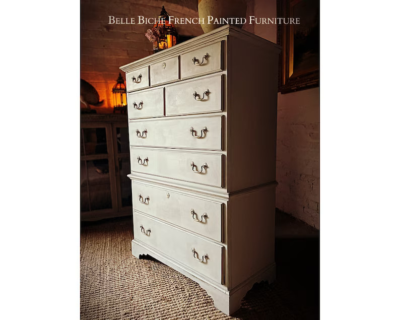 Gustavian Grey 6-Drawer Tallboy Chest