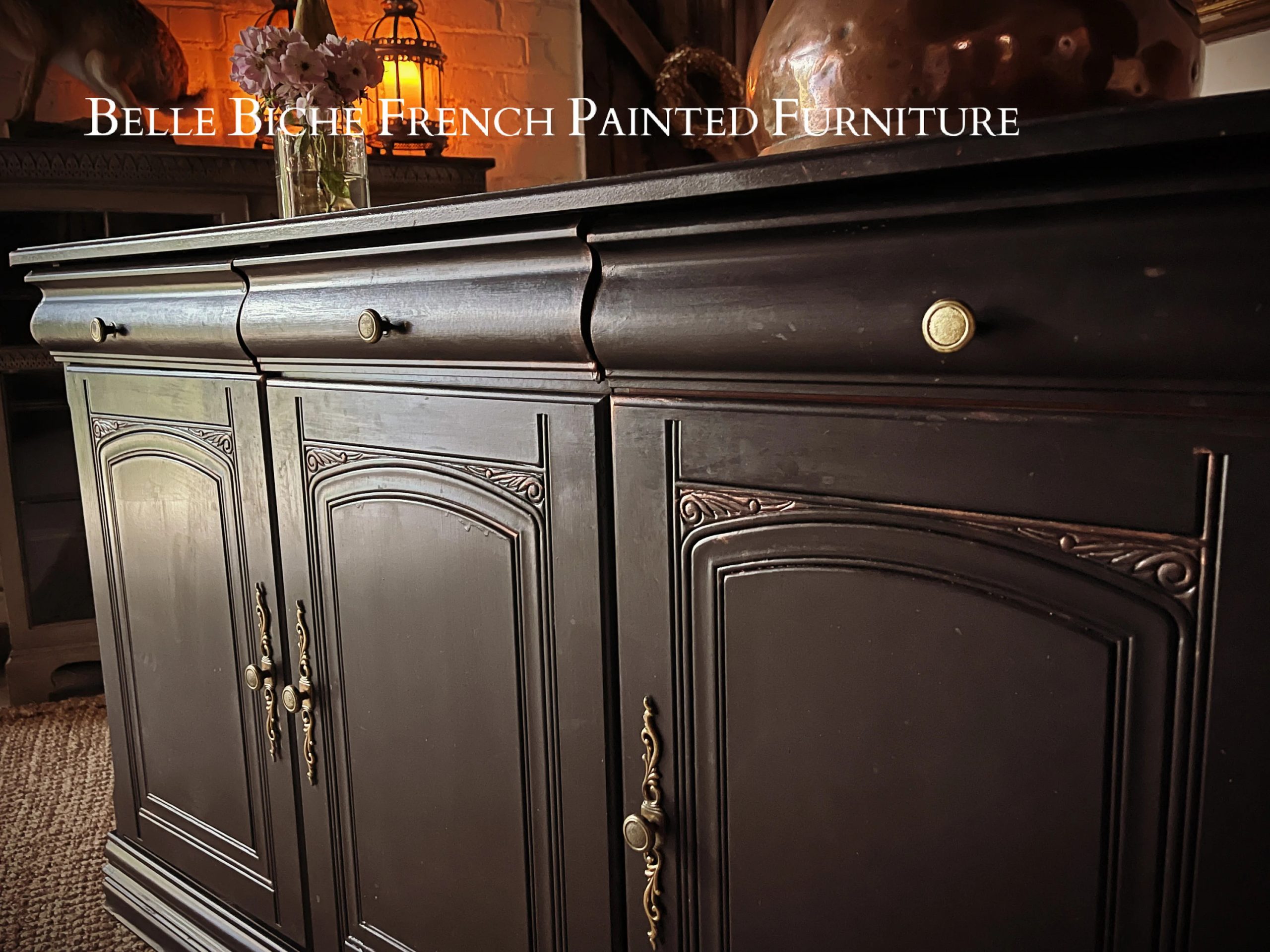 Parisian Noir Three Door Sideboard