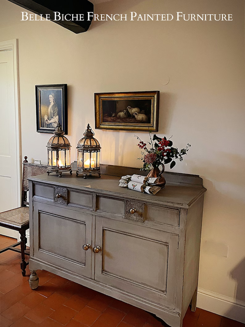 French Ash Grey 2-Door Oak Sideboard