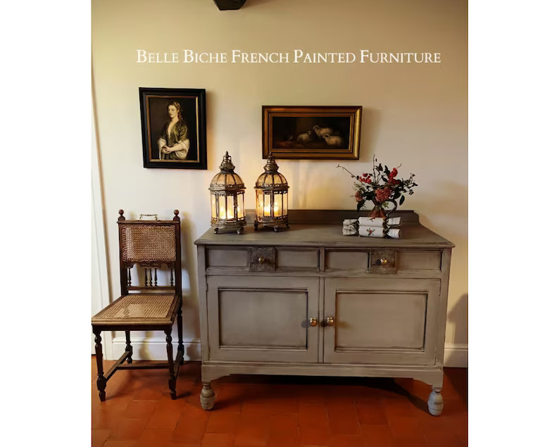 French Ash Grey 2-Door Oak Sideboard