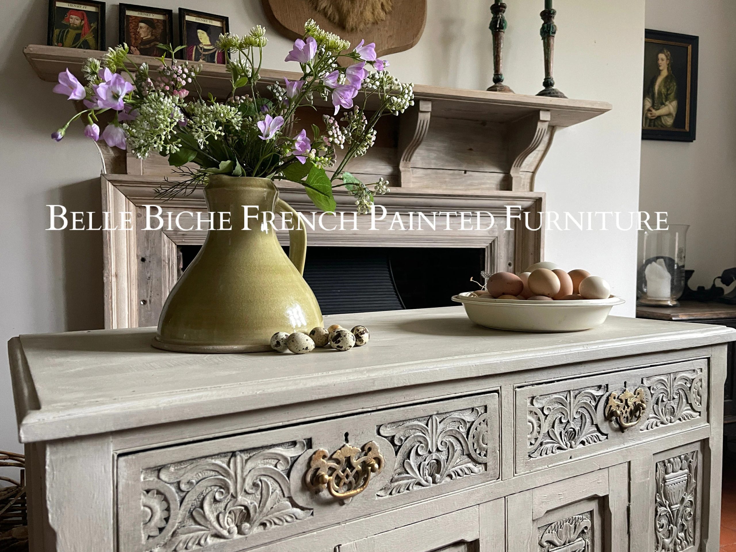 Richly Carved Antique Side Cabinet