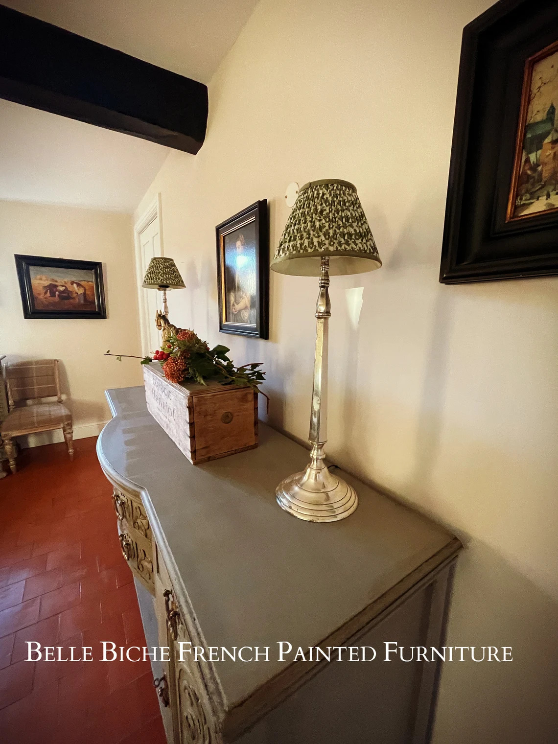 Edwardian 'French Ash Grey' Elegant Bow Fronted Sideboard