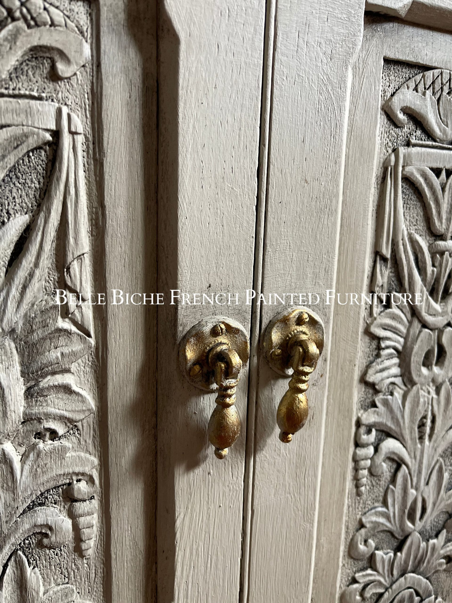 Richly Carved Antique Side Cabinet
