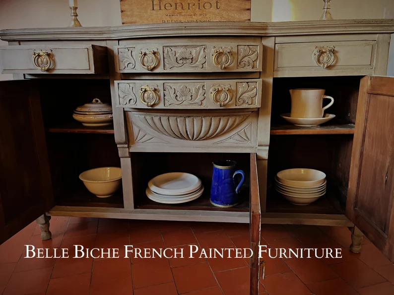 Edwardian 'French Ash Grey' Elegant Bow Fronted Sideboard