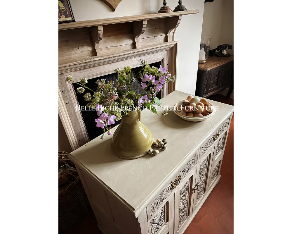 Richly Carved Antique Side Cabinet