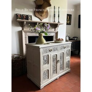 Richly Carved Antique Side Cabinet