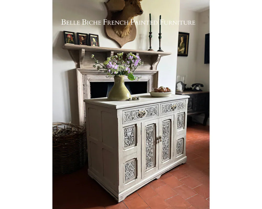 Richly Carved Antique Side Cabinet