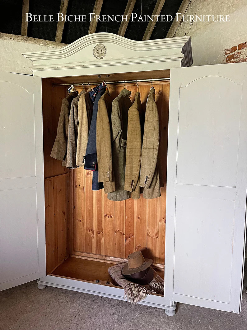 Gustavian Grey Spacious Bonnet Top Wardrobe