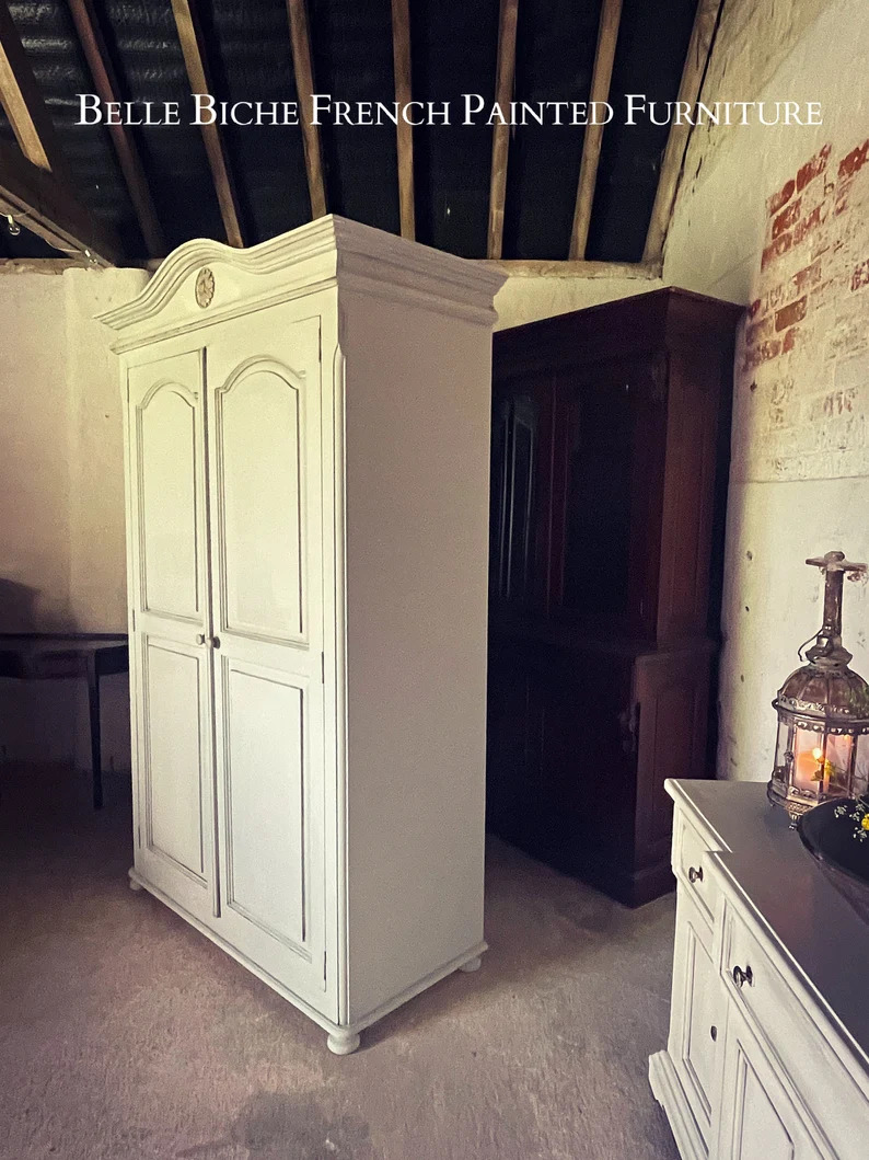 Gustavian Grey Spacious Bonnet Top Wardrobe