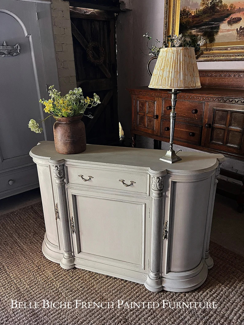 3-Door Bow Breakfront Sideboard Cabinet