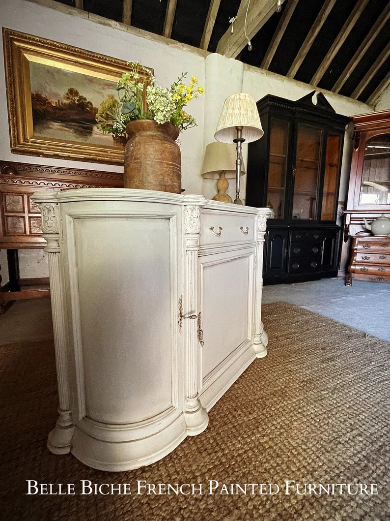 3-Door Bow Breakfront Sideboard Cabinet