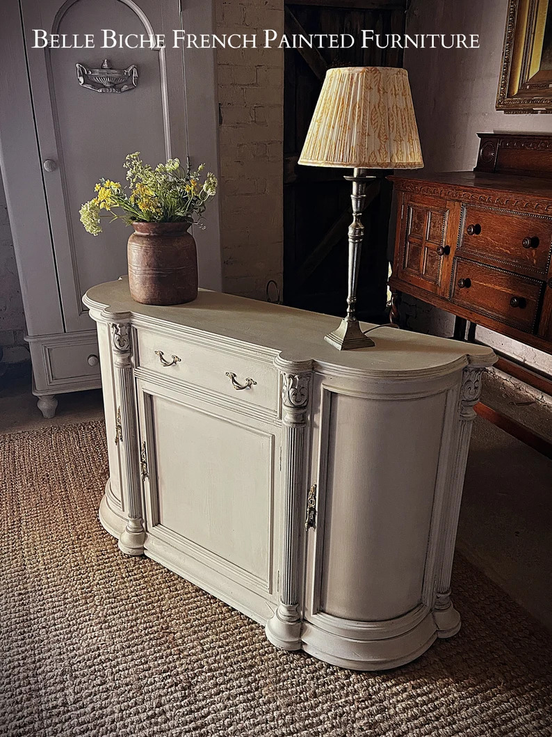 3-Door Bow Breakfront Sideboard Cabinet