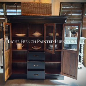 Colonial Style Parisian Noir Glazed Dresser Vitrine