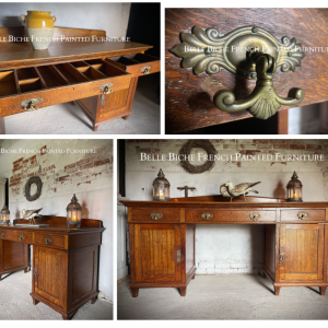 Twin Pedestal Oak Sideboard
