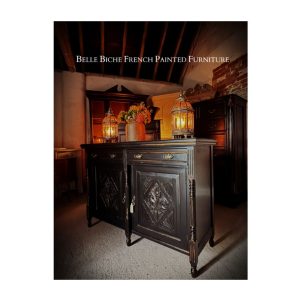 Hugely Elegant Antique Edwardian Two Door Mahogany Side Cabinet in Noir