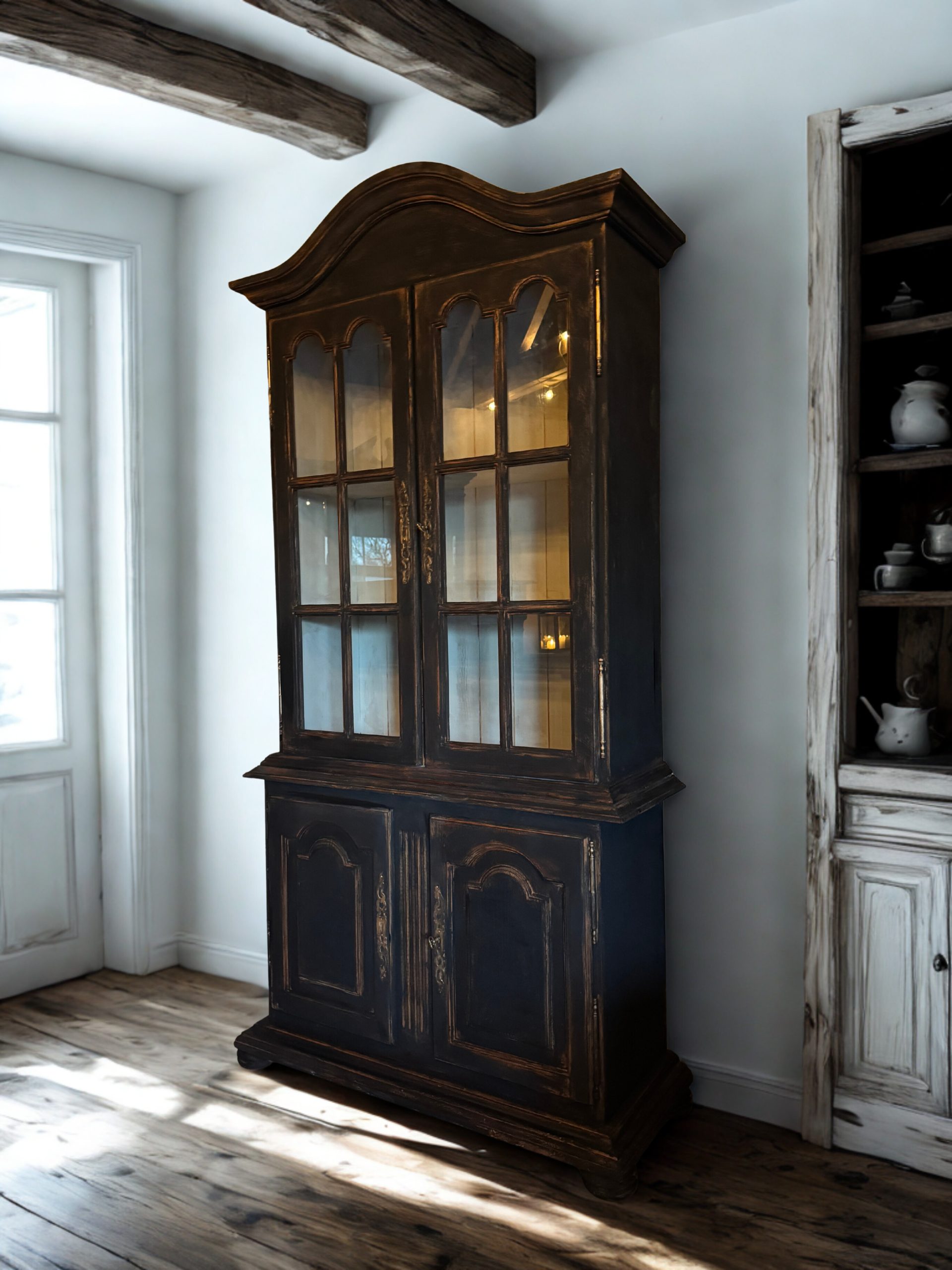 Original French Glazed Bonnet Top Dresser